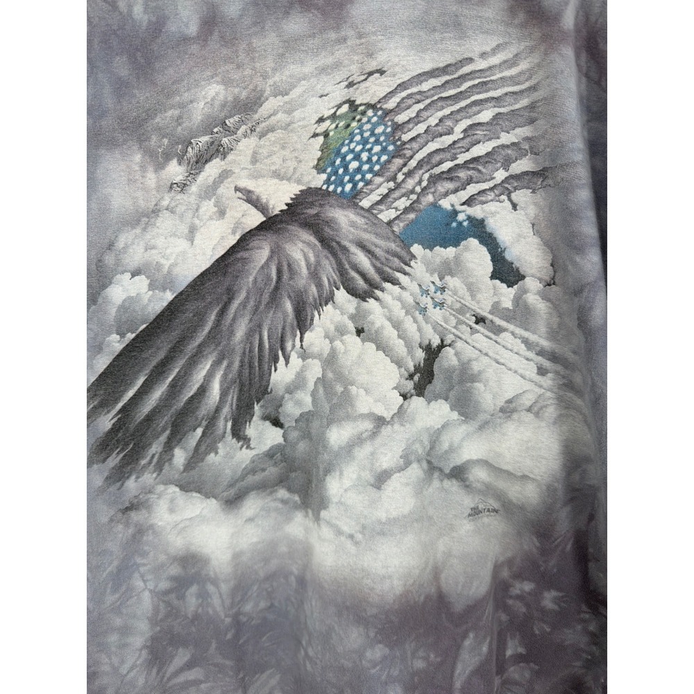 Vintage The Mountain Eagle American Flag Tie Dye T-Shirt‎ XL Grey Graphic Tee